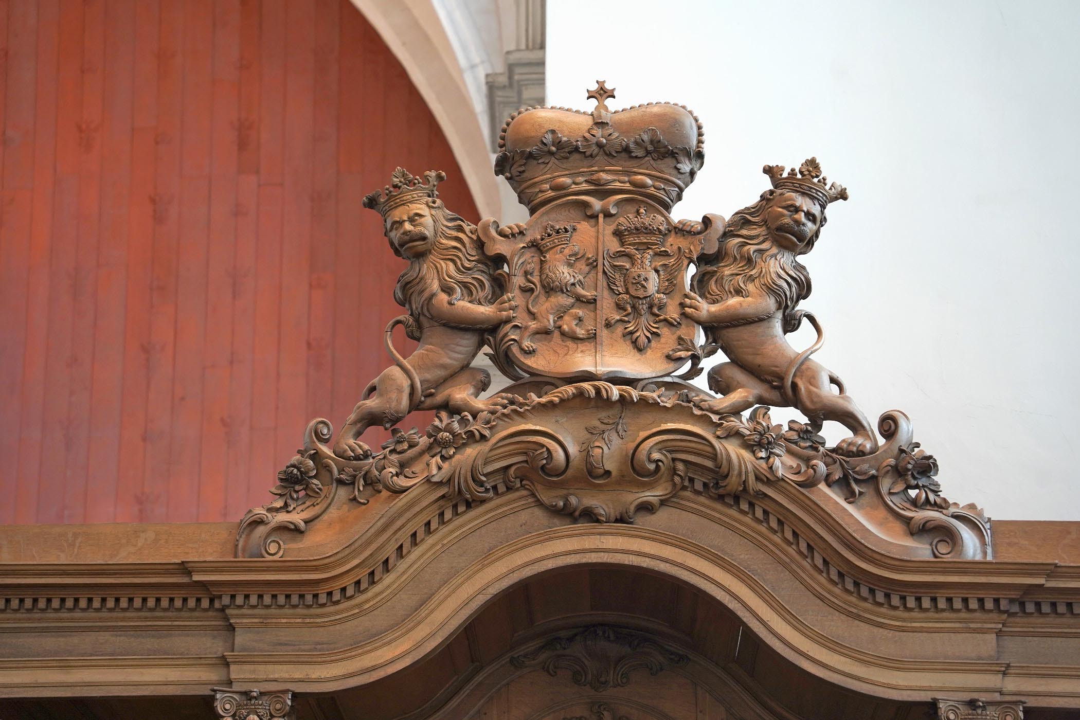 Detail luifel van de Prinsenbank in de Stevenskerk